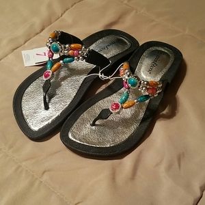 Multi colored Beaded Flip Flops